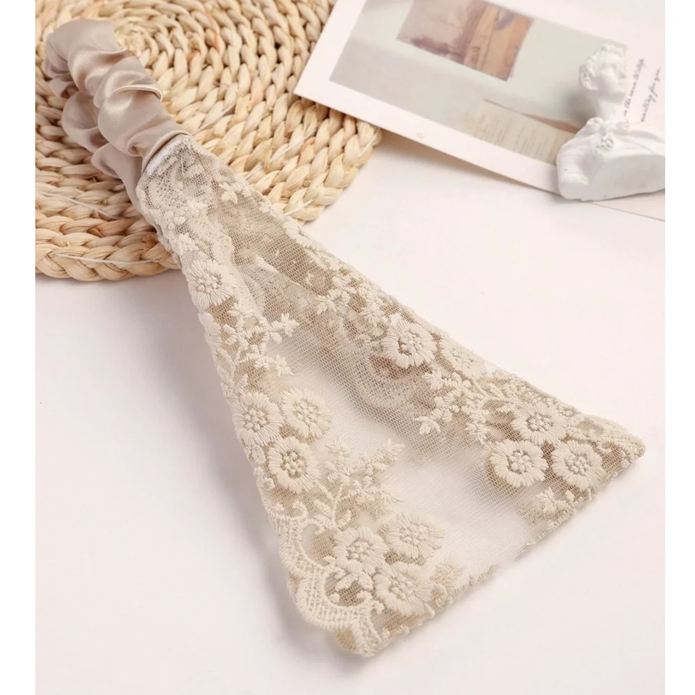 Boho Cream Floral Embroidered Stretchy Headband - Picture 7 of 7